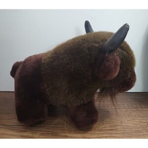 Bison Buffalo PLUSH STUFFED ANIMAL BEARDED Brown S8
